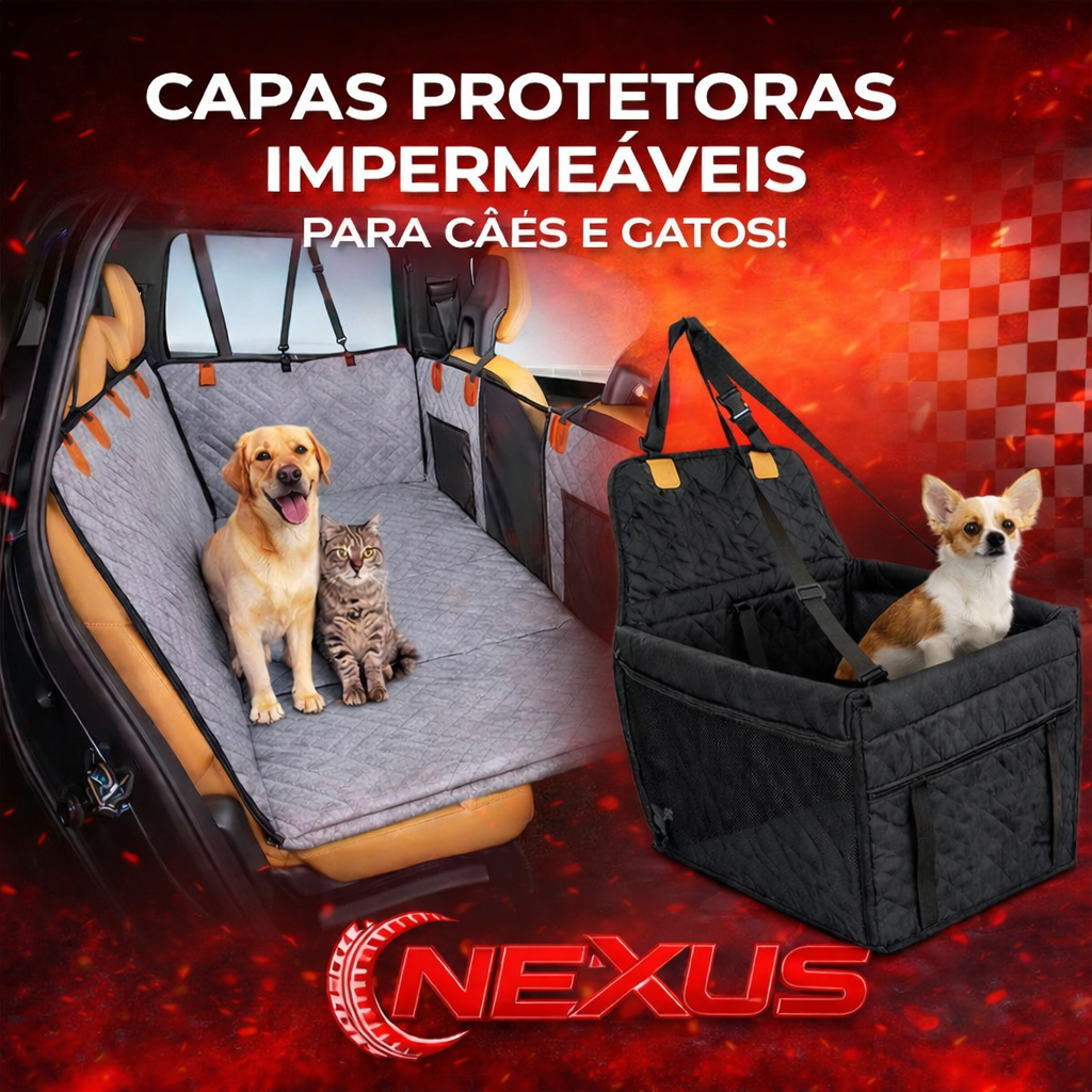 Protetor de banco traseiro para pets instalado no carro